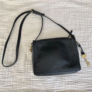 Fossil | Black Leather Crossbody Bag